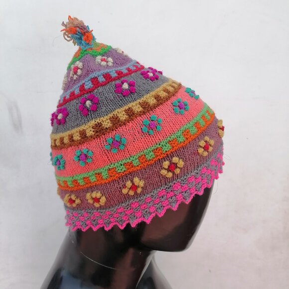 Chullo Beanie Hat Knitted Wool Winter Warm - Picture 2 of 8